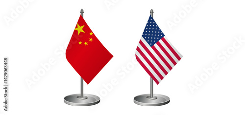 Table Flags of China and USA – Symbol of International Diplomacy and Bilateral Relations