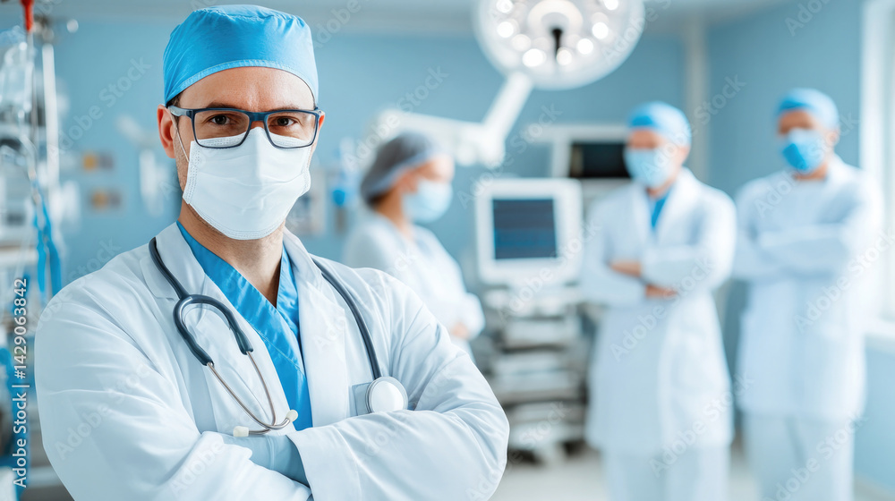 Surgeon doctor in hospital setting for healthcare concept and medical professional design needs Surgeon doctor in hospital setting for healthcare concept and medical professional design needs