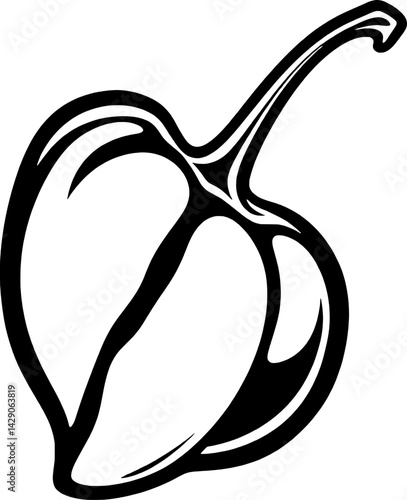 Stylized Graphic Of A Single Ripe Habanero Pepper