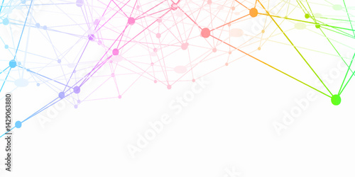 Abstract connecting dots and lines with geometric background. Geometric plexus structure cybernetic concept. Internet connection network high digital technology with connecting points and lines.