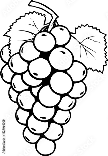 A Cluster Of Juicy Grapes With Lush Green Leaves