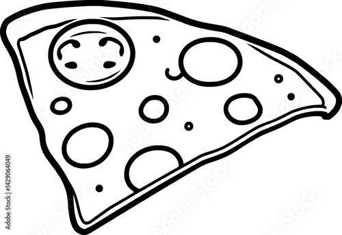 A Simple Line Drawing Of A Single Slice Of Pizza