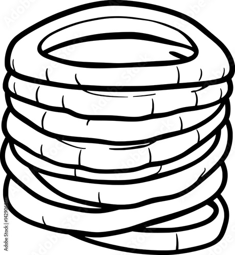 Stack of Crispy Onion Rings A Simple Line Drawing
