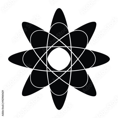 Silhouette of abstract shapes representing quantum states on white background