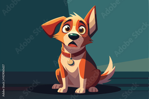 Adorable Sad Cartoon Puppy. Cute Pet Dog Illustration