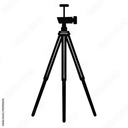 Isolated Black Vector Photographer using Element tripod With White Background
