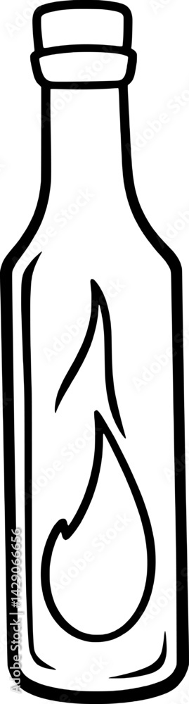 A Simple Line Drawing Of A Bottle With A Flame Inside A Simple Line Drawing Of A Bottle With A Flame Inside