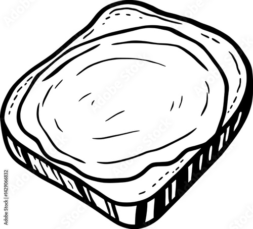 Hand-Drawn Illustration Of A Single Slice Of Toast