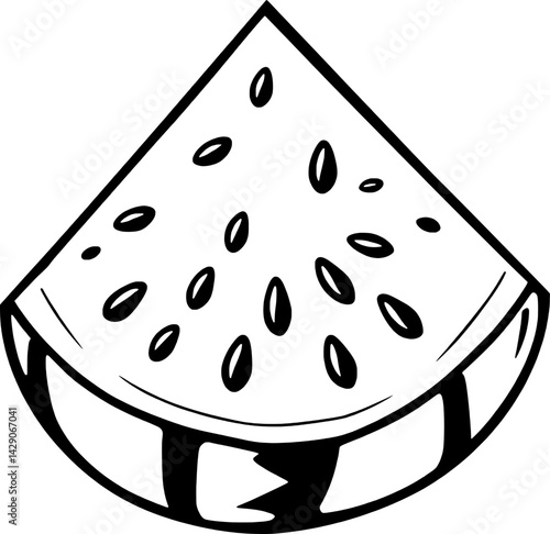 A Simple Line Drawing Of A Watermelon Slice