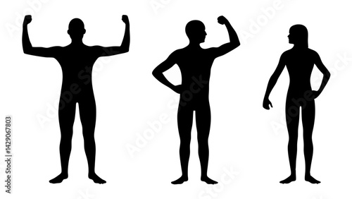 set of winners and losers silhouette vector on white background
