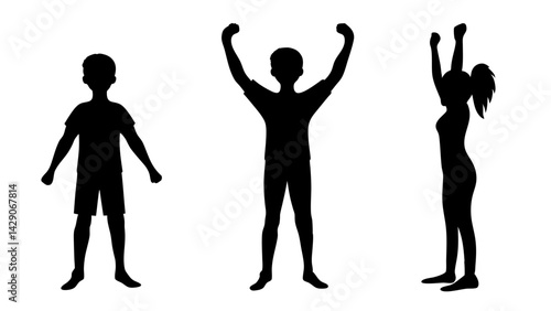 set of winners and losers silhouette vector on white background