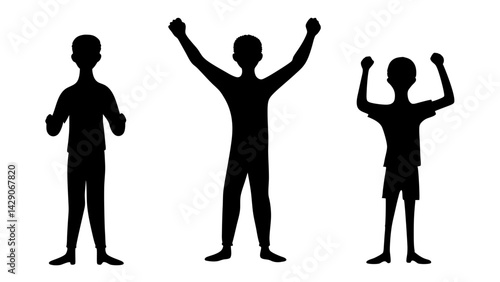 set of winners and losers silhouette vector on white background