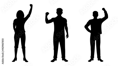 set of winners and losers silhouette vector on white background