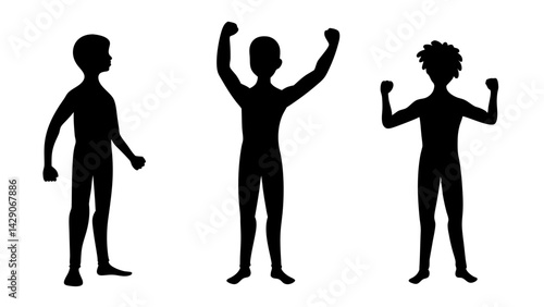 set of winners and losers silhouette vector on white background