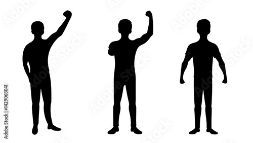 set of winners and losers silhouette vector on white background