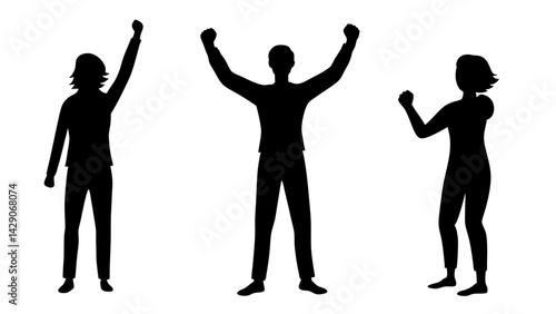 set of winners and losers silhouette vector on white background