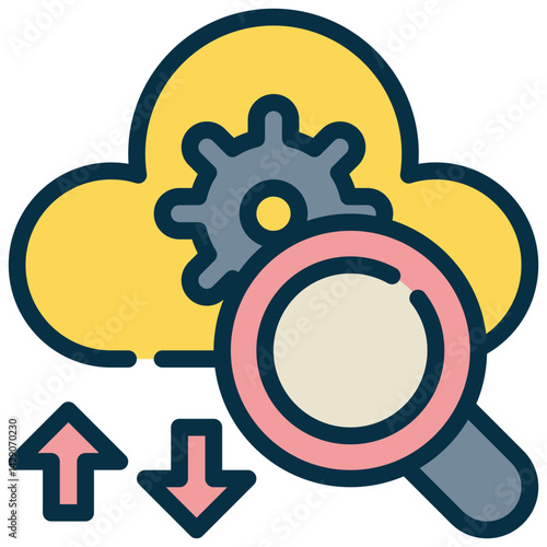 cloud gear setting search finding filled outline icon