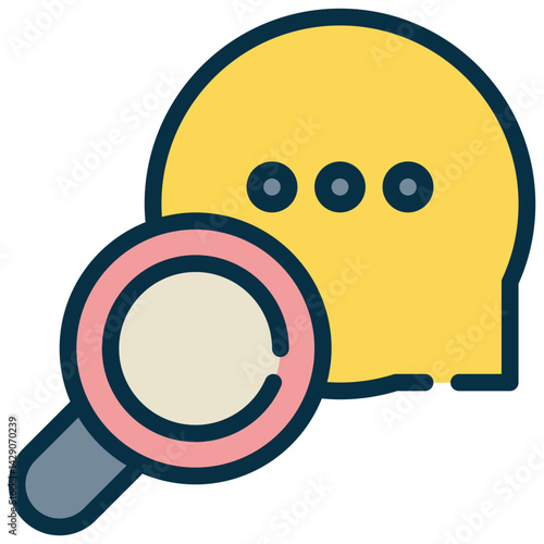 chat talk message search finding magnifying filled outline icon