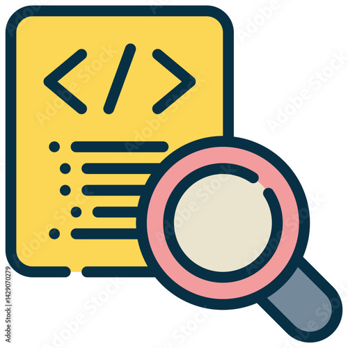 coding programing document search finding filled outline icon