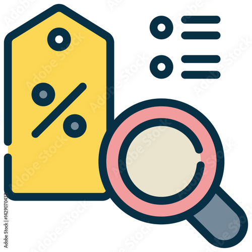 tag shopping discout finding search magnifying filled outline icon