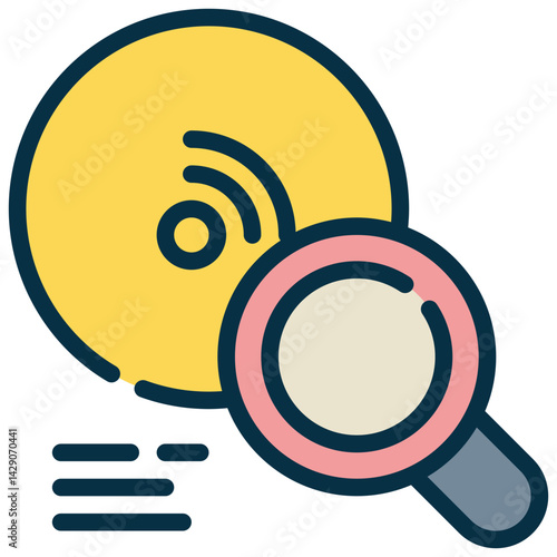 signal sign search finding magnifying filled outline icon