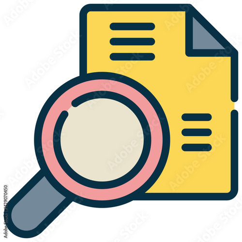 paper document report finding search magnifying filled outline icon