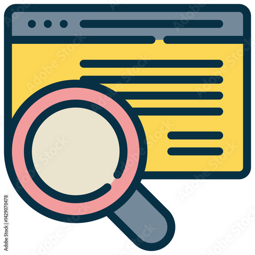 web online cyber page search finding magnifying filled outline icon