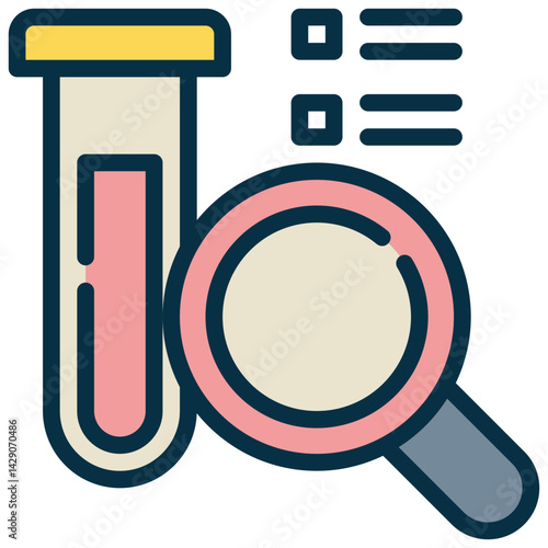 test tube science report search finding filled outline icon
