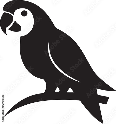 parrot logo design silhouette style vector minimal vector art illustration on a white background
