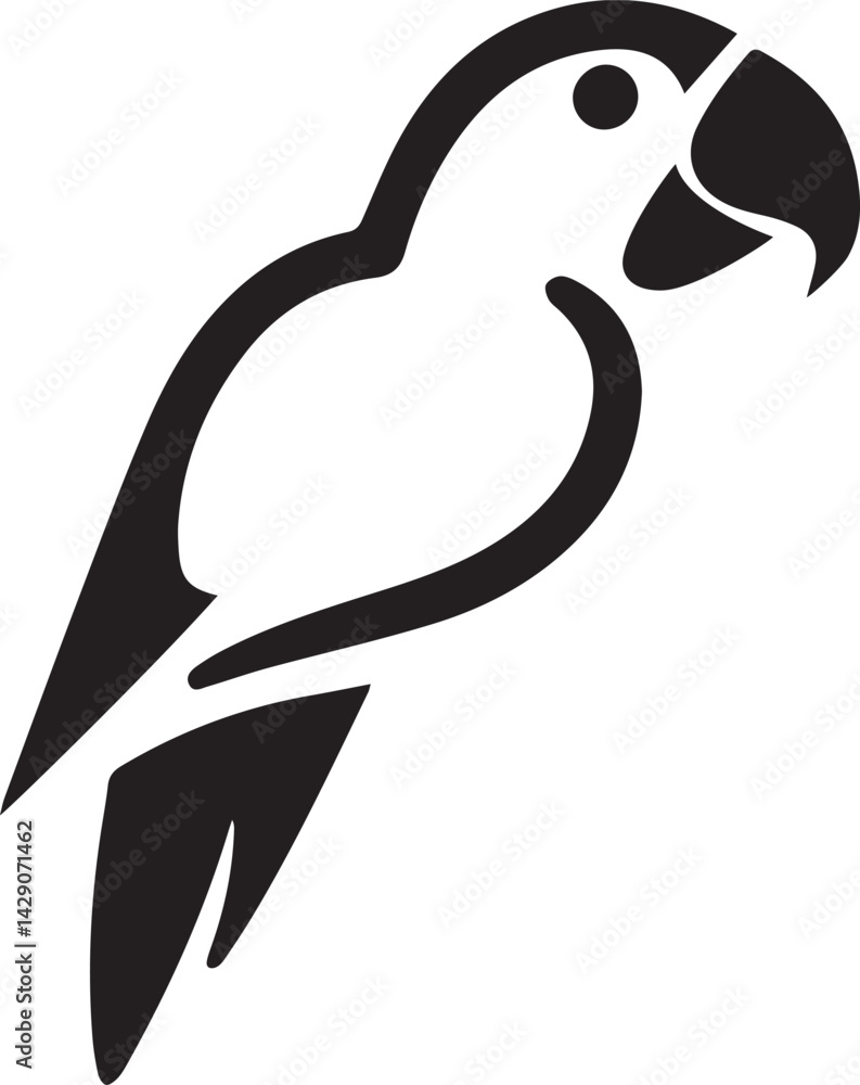 Obraz premium parrot logo design silhouette style vector minimal vector art illustration on a white background 