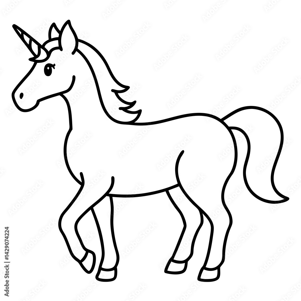 Obraz premium Minimalist Unicorn Line Art Vector