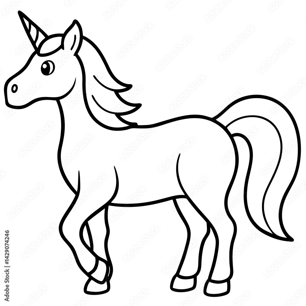 Fototapeta premium Minimalist Unicorn Line Art Vector