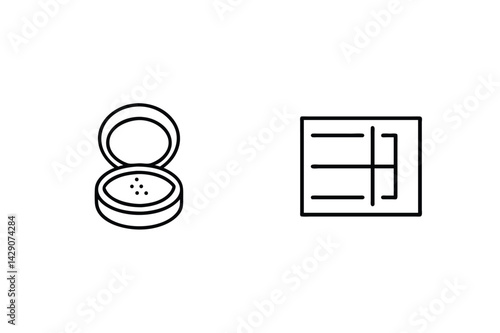 Minimalist Line Art Illustration Of Powder Compact And Eye Shadow Palette