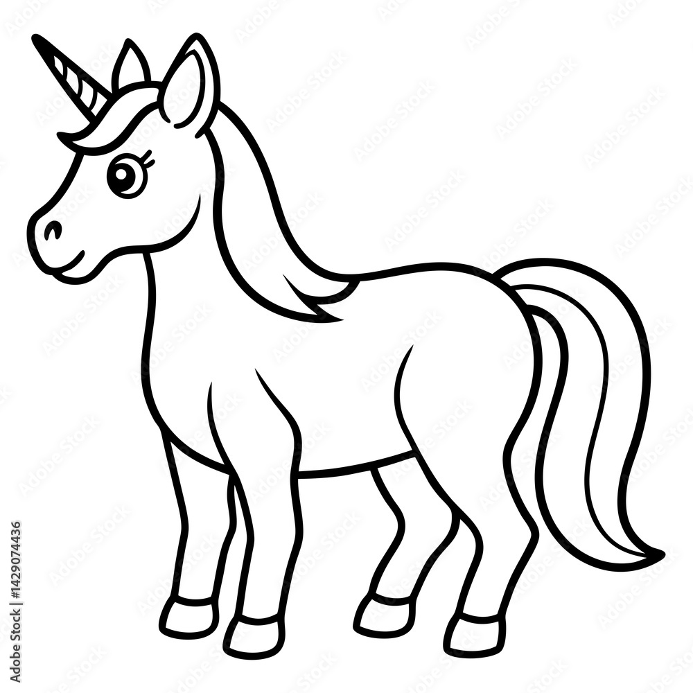 Obraz premium Minimalist Unicorn Line Art Vector