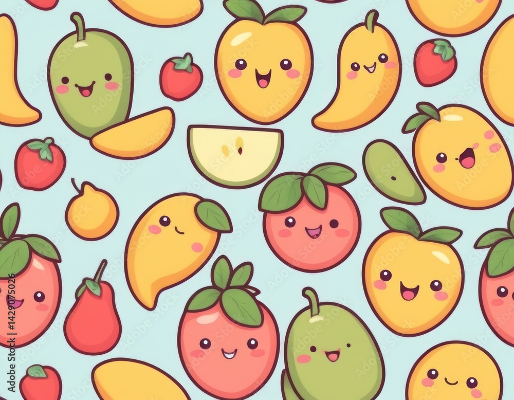 Kawaii Fruit Pattern Kawaii Fruit Pattern