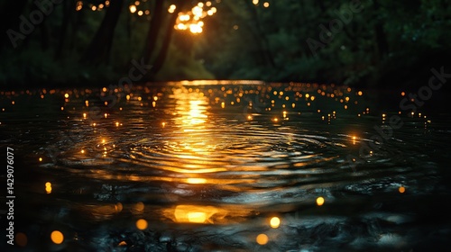 Olive oil slick reflects the stars in a pool of eternal darkness