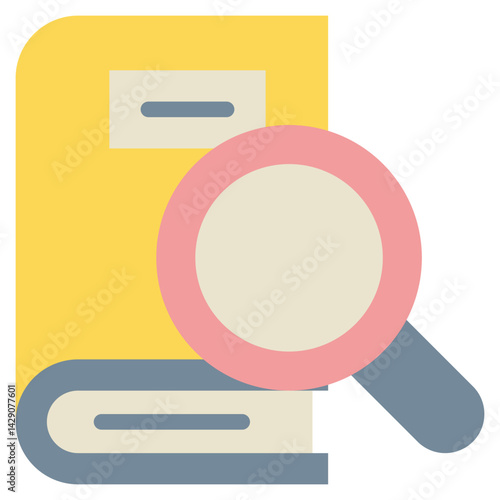 book document search finding magnifying flat style icon