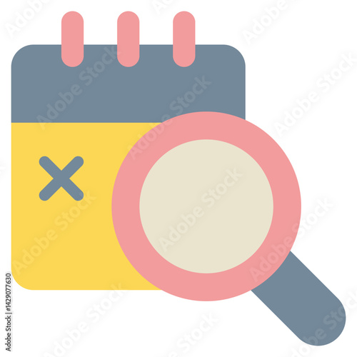 calendar date search finding magnifying flat style icon