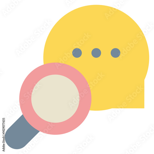 chat talk message search finding magnifying flat style icon
