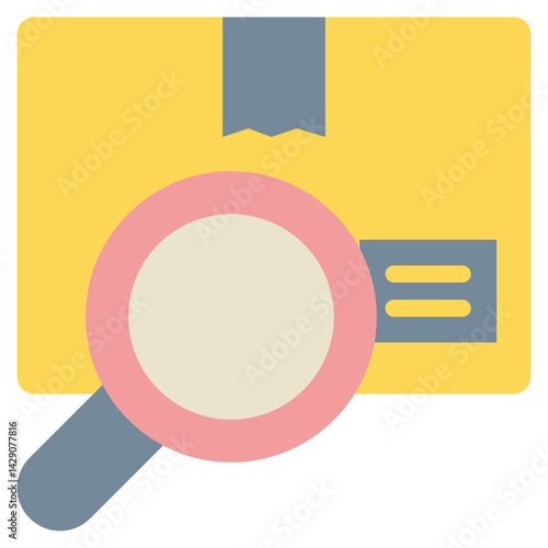 package parcel shopping delivery search finding magnifying flat style icon