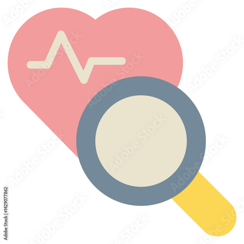 hearth signal health search finding magnifying flat style icon