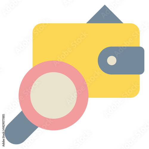 wallet money search finding magnifying flat style icon