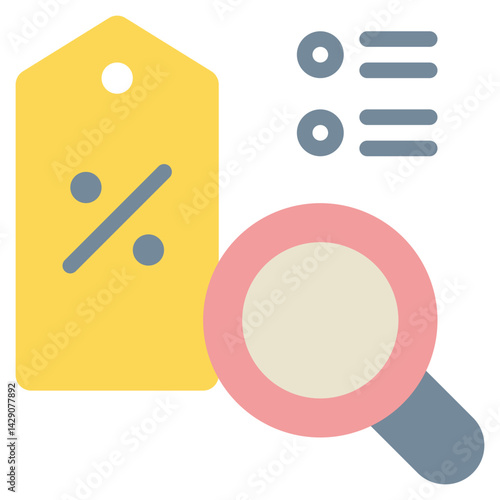 tag shopping discout finding search magnifying flat style icon