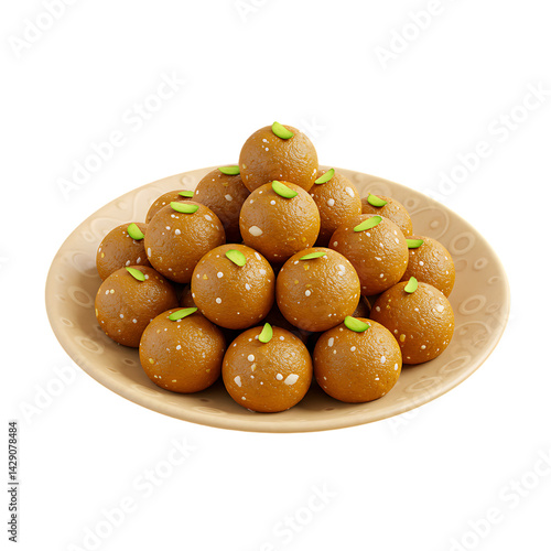 Indian Laddu Sweet Illustration | Traditional Festive Dessert PNG | Realistic Ladoo Clipart Design .

