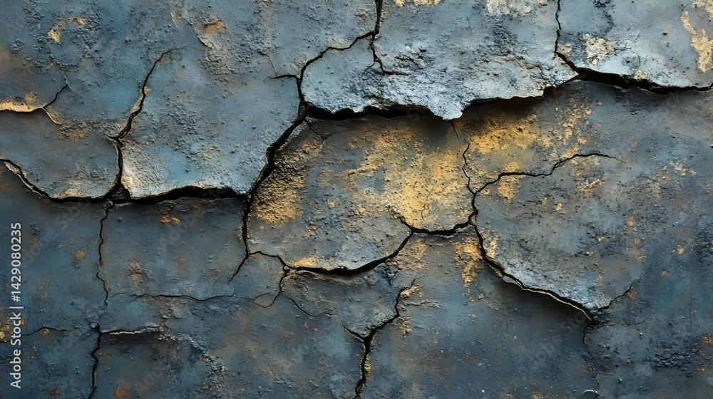 Dark Blue and Gold Cracked Earth Texture Dark Blue and Gold Cracked Earth Texture