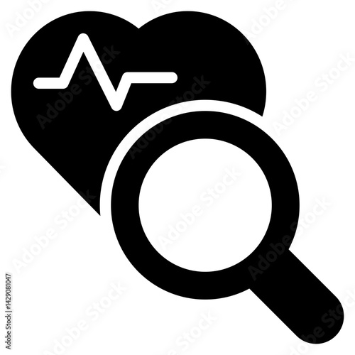hearth signal health search finding magnifying solid glyph icon