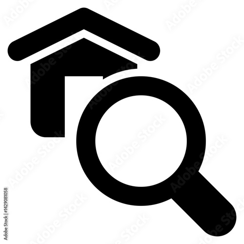 home house magnifying search finding solid glyph icon