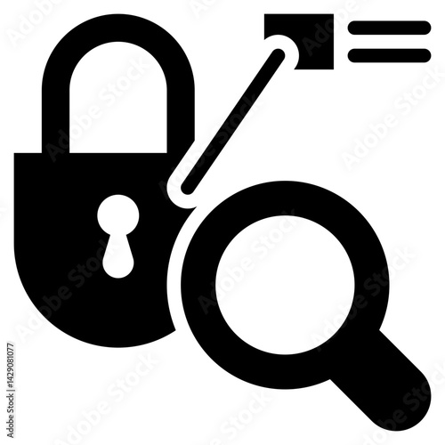 key lock search finding protection magnifying solid glyph icon