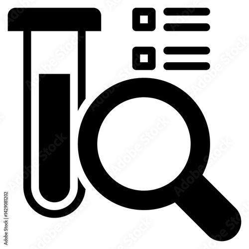 test tube science report search finding solid glyph icon