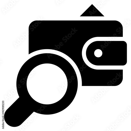 wallet money search finding magnifying solid glyph icon